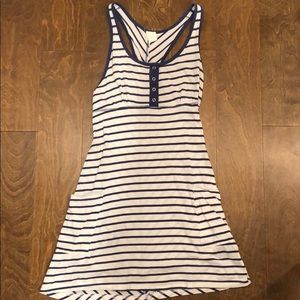 Blue and white striped dress